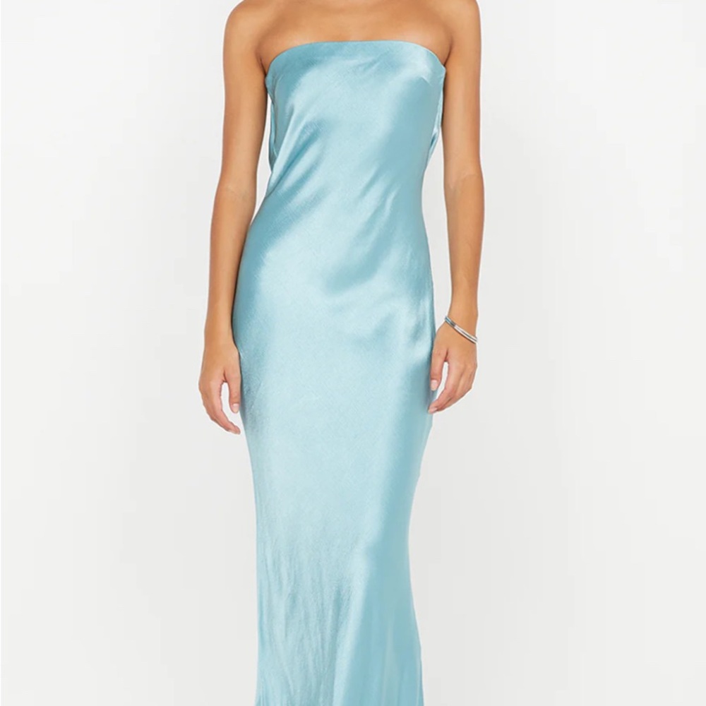 Bec + Bridge Blue Strapless Slip Dress for Prom